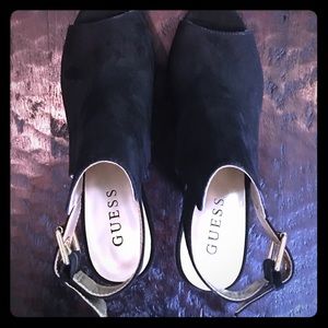 Guess Black Peep Toe Wedges/Booties Size 7 1/2M